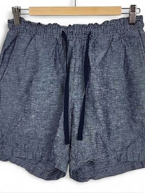 Jachs Girlfriend New York Women's Blue Chambray Linen Blend Shorts Pockets S
